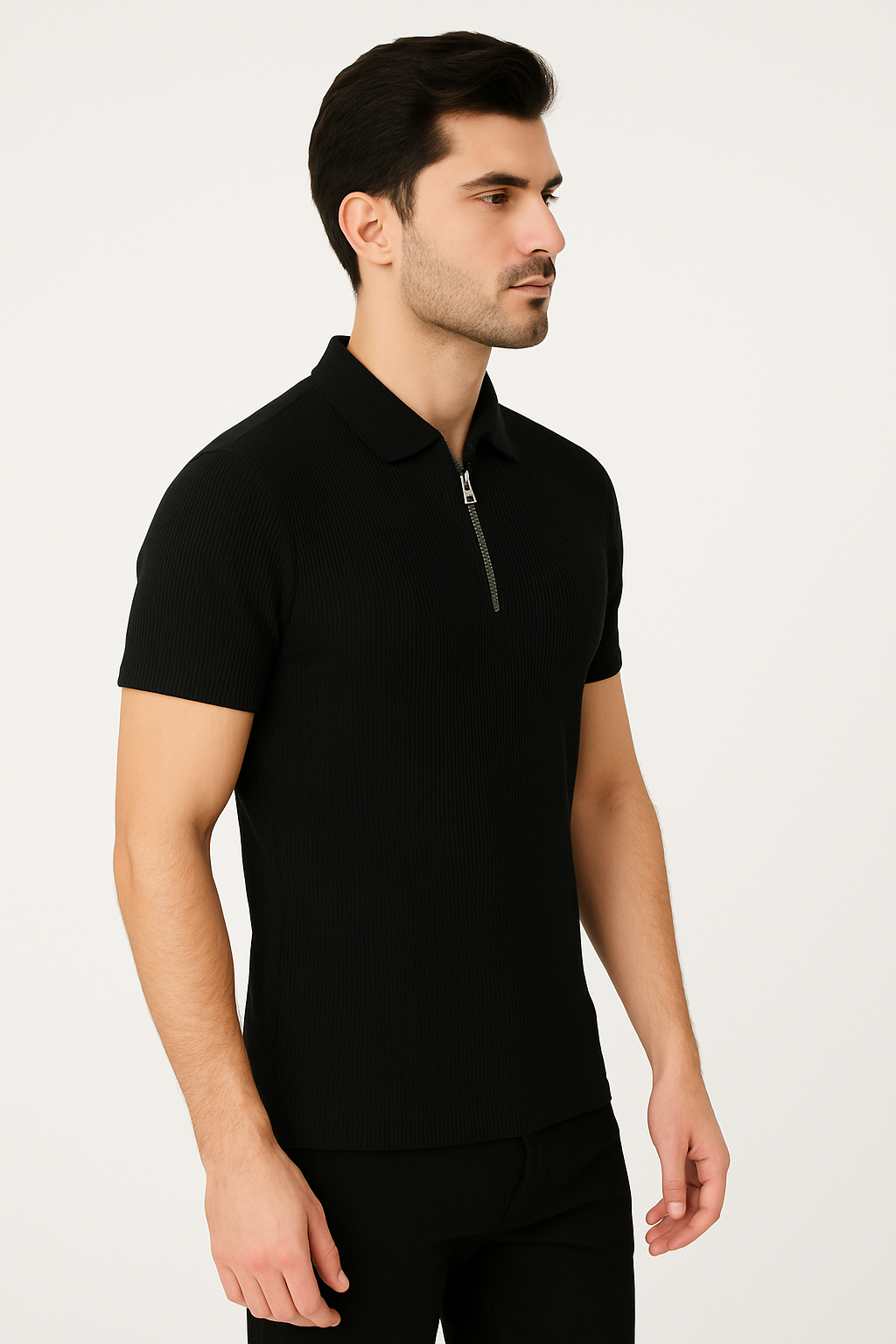 Black Knitted Polo