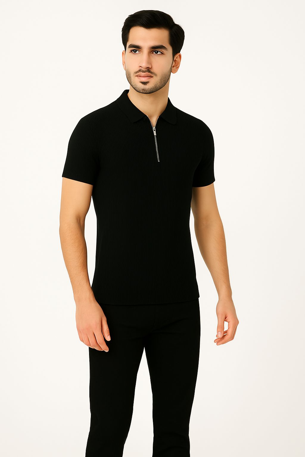 Black Knitted Polo