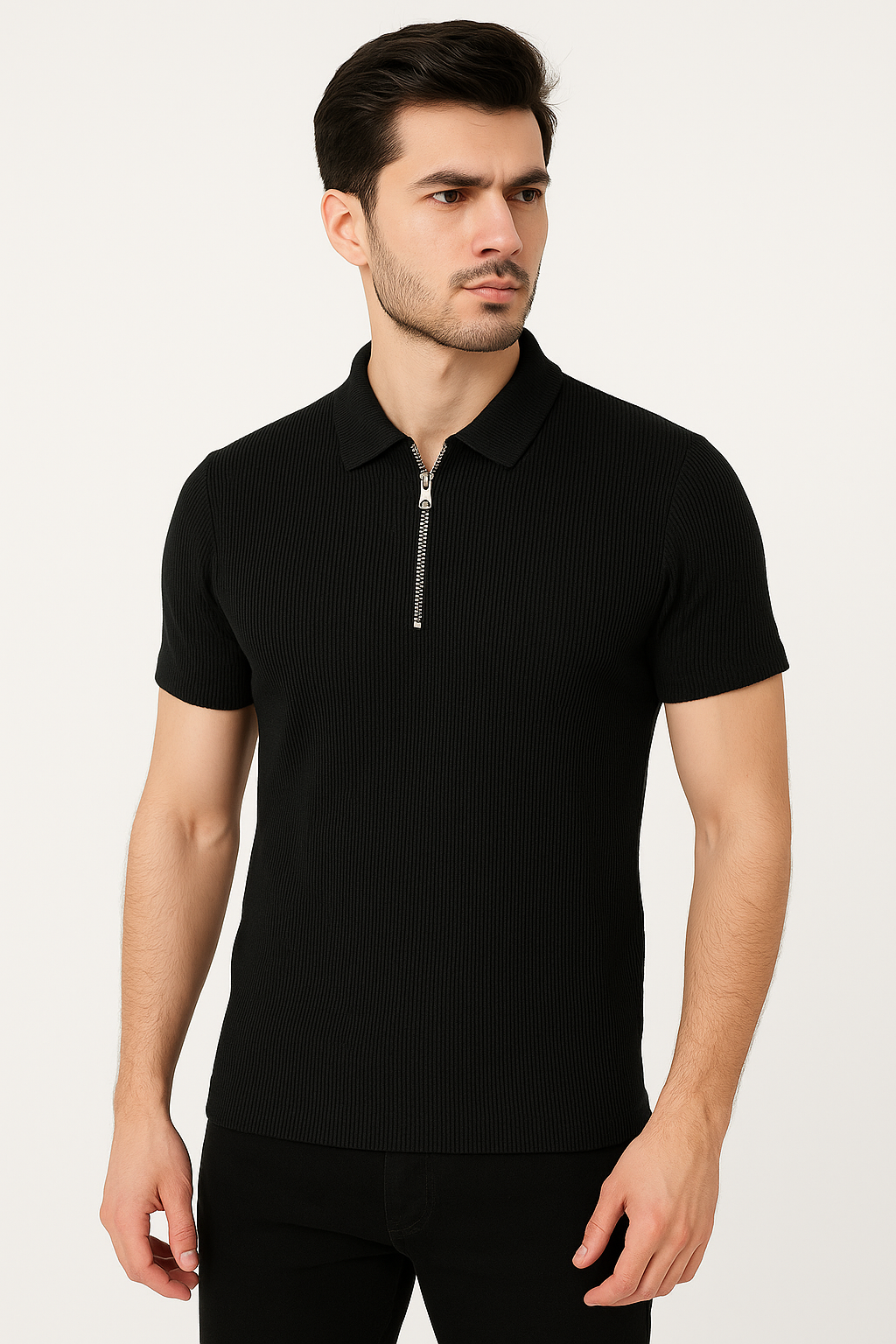 Black Knitted Polo