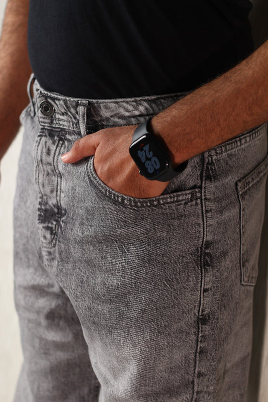 Charcoal Fade Loose-Fit Jeans