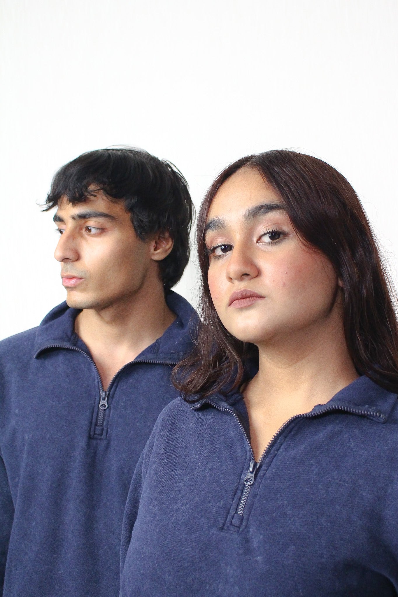 Blue Washed Quater Zipper