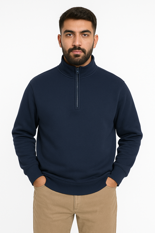 Navy Blue Mock Neck