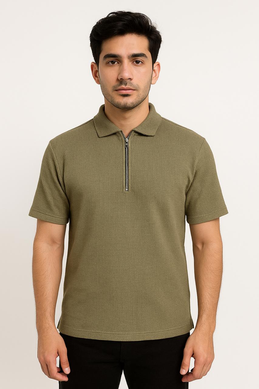 Olive Green Knitted Polo