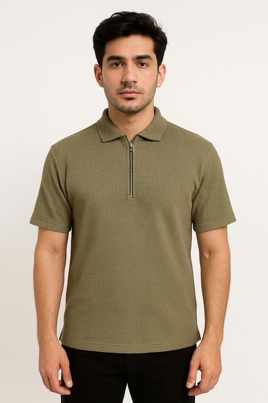 Olive Green Knitted Polo